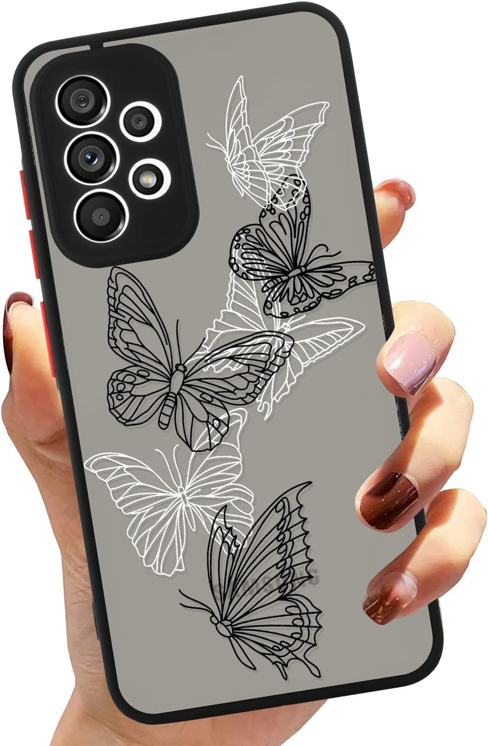 Compatible Samsung Galaxy A53 5G Black White Butterfly Case, Translucent Matte Soft TPU Bumper Case Cute Black and White Butterfly Print Pattern Back Transparent Protective Case 6.5 Inch