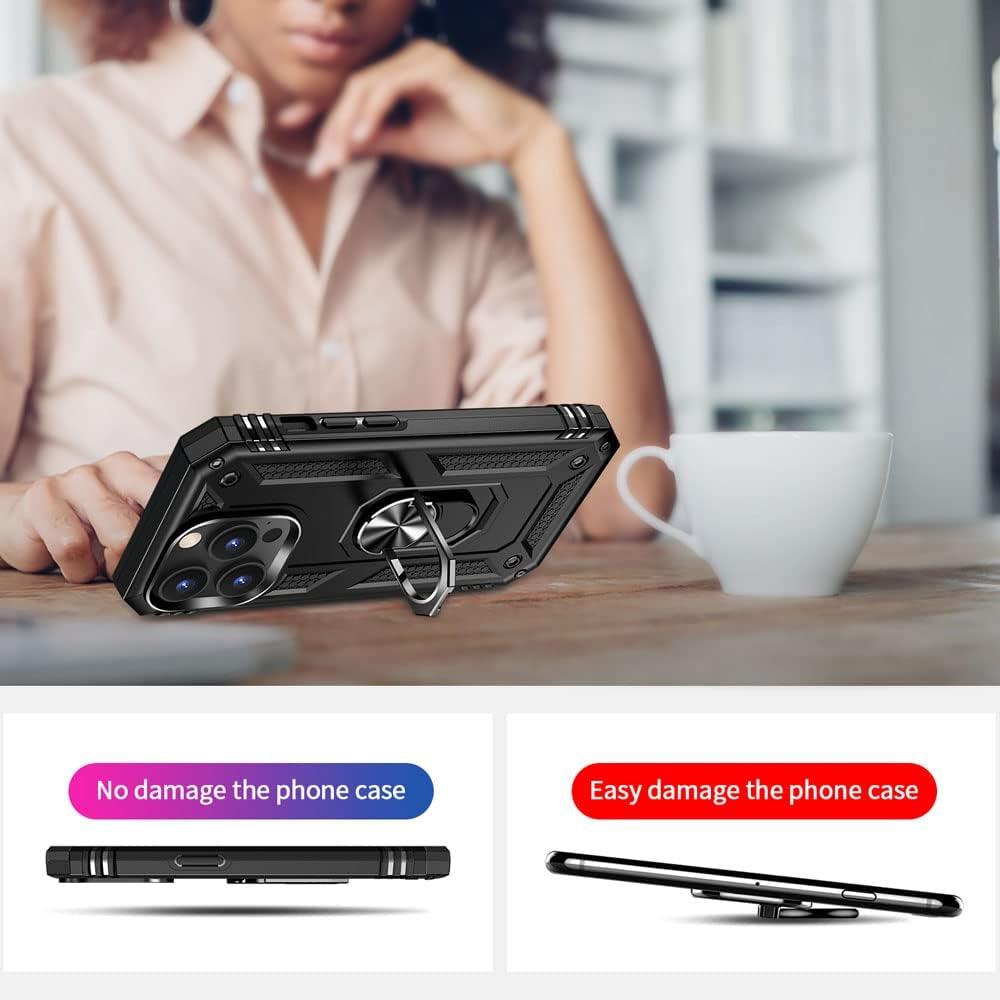 Aozuoton for Iphone 14 Pro Case, Iphone 14 Pro Phone Case with HD Screen Protector, [Military Grade 16Ft. Drop Tested] Ring Shockproof Protective Phone Case for Iphone 14 Pro,Black  Yanmen   