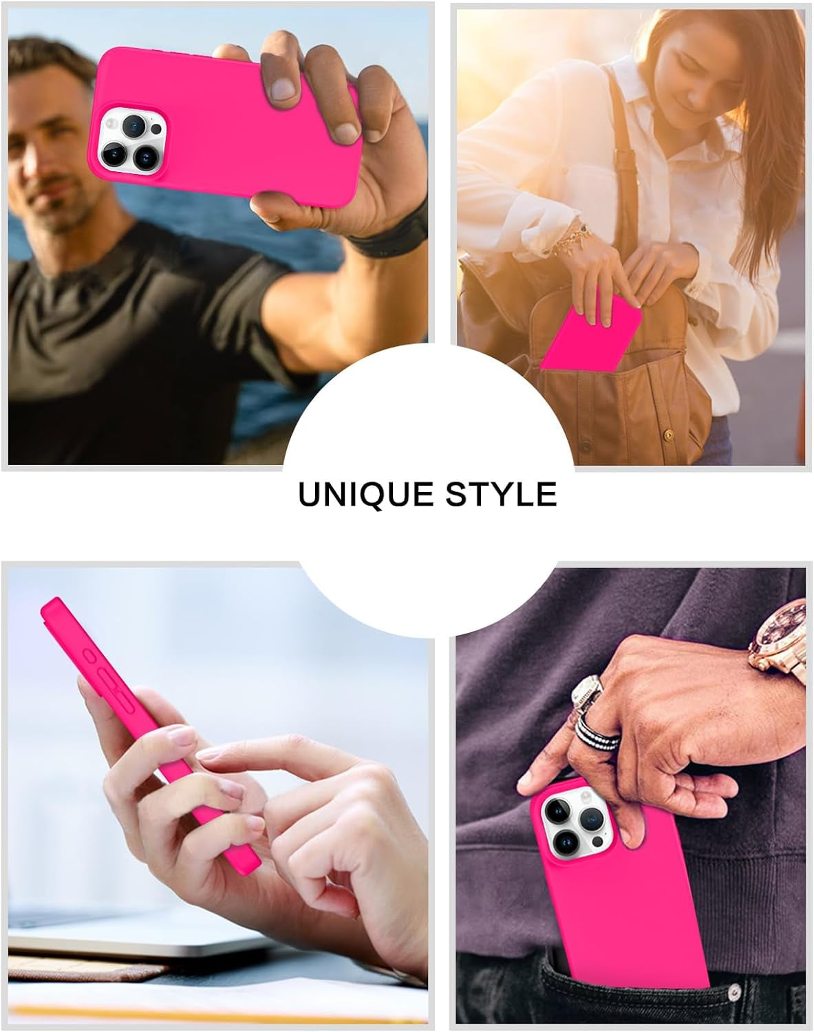 BENTOBEN for Iphone 15 Pro Case, Iphone 15 Pro Phone Case, Soft Silicone Gel Bumper Shockproof Phone Case, Anti-Scratch Protective Case Cover with Microfiber Lining for Iphone 15 Pro 6.1", Hot Pink  BENTOBEN   