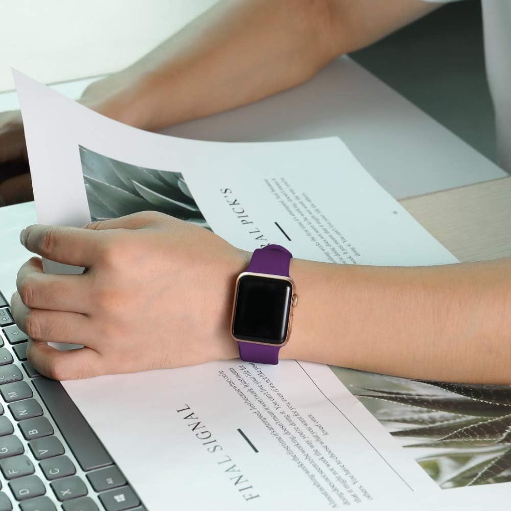 Compatible for Apple Watch Band 38Mm 40Mm 41Mm 42Mm 44Mm 45Mm,Soft Silicone Sport Replacement Strap Compatible with Iwatch Series SE/7/6/5/4/3/2/1 Women Men