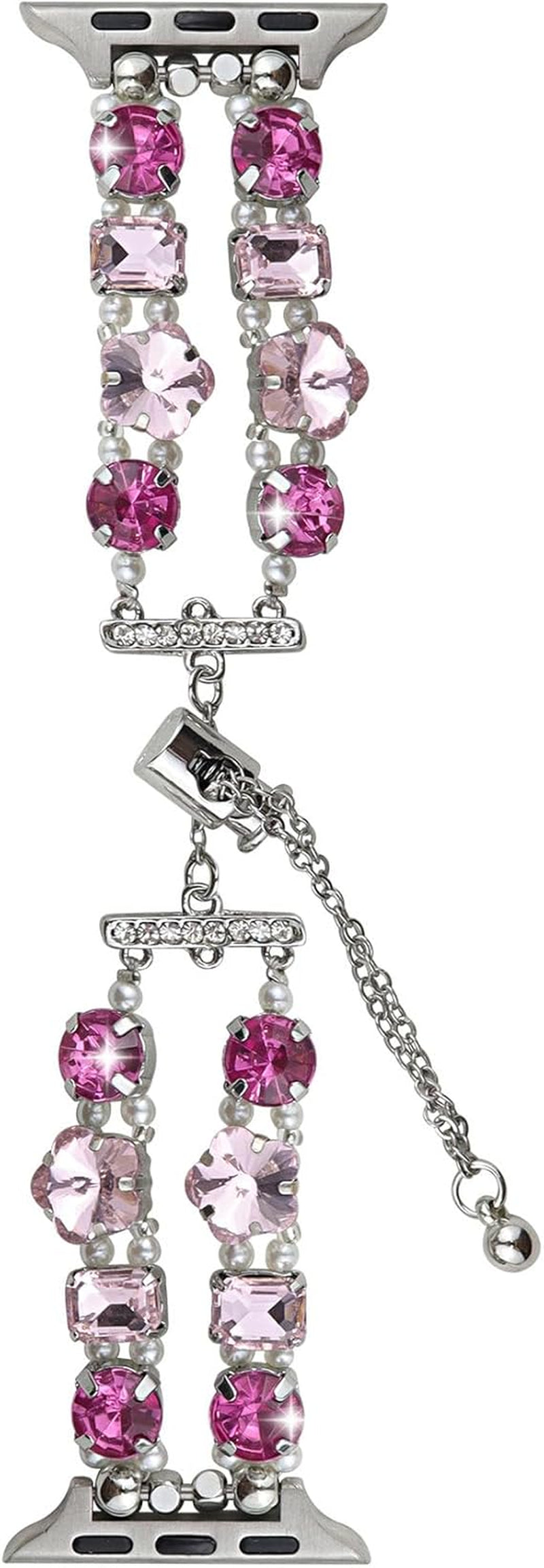 Beaded Bracelet Compatible with Apple Watch Bands 38Mm 40Mm 41Mm 42Mm 44Mm 45Mm 49Mm, Bling Diamond Jewelry Strap Fancy Adjustable Wristband for Iwatch Ultra SE Series 8 7 6 5 4 3 2 1