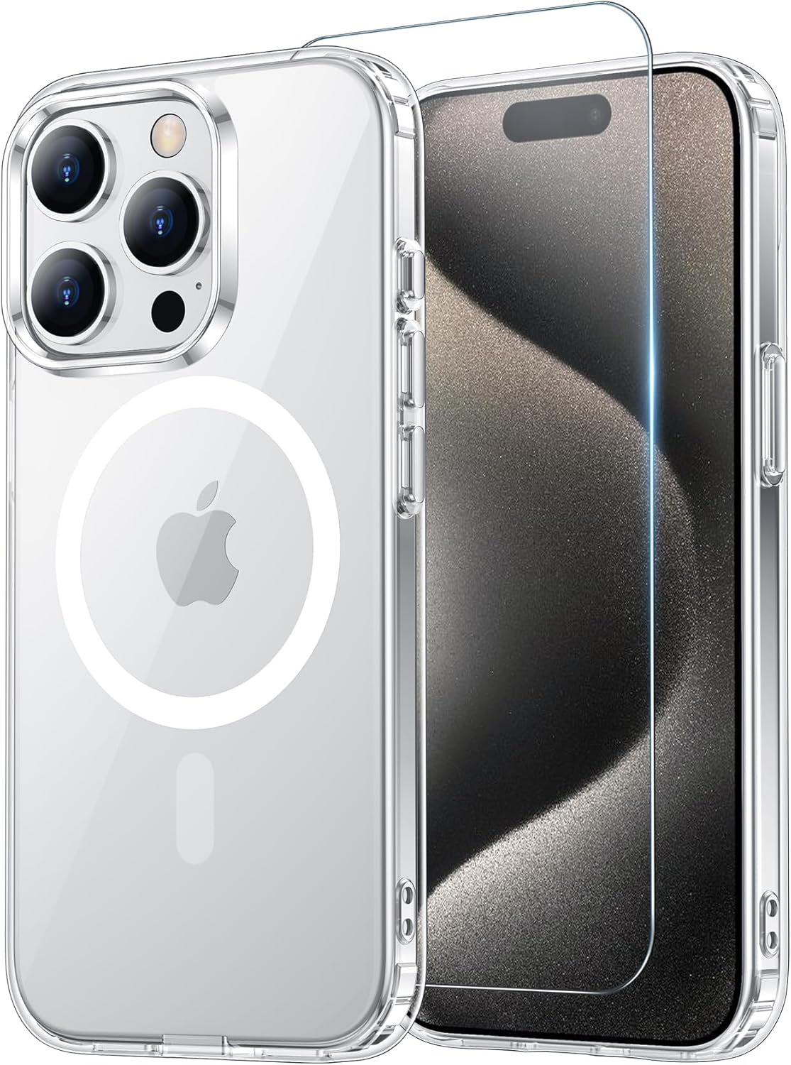 Temdan for Iphone 17 Pro Max Case Clear with Screen Protector, Compatible with Magsafe, Anti-Yellowing, Military-Grade Protection, Shockproof Slim Magnetic Phone Case Cover, Transparent