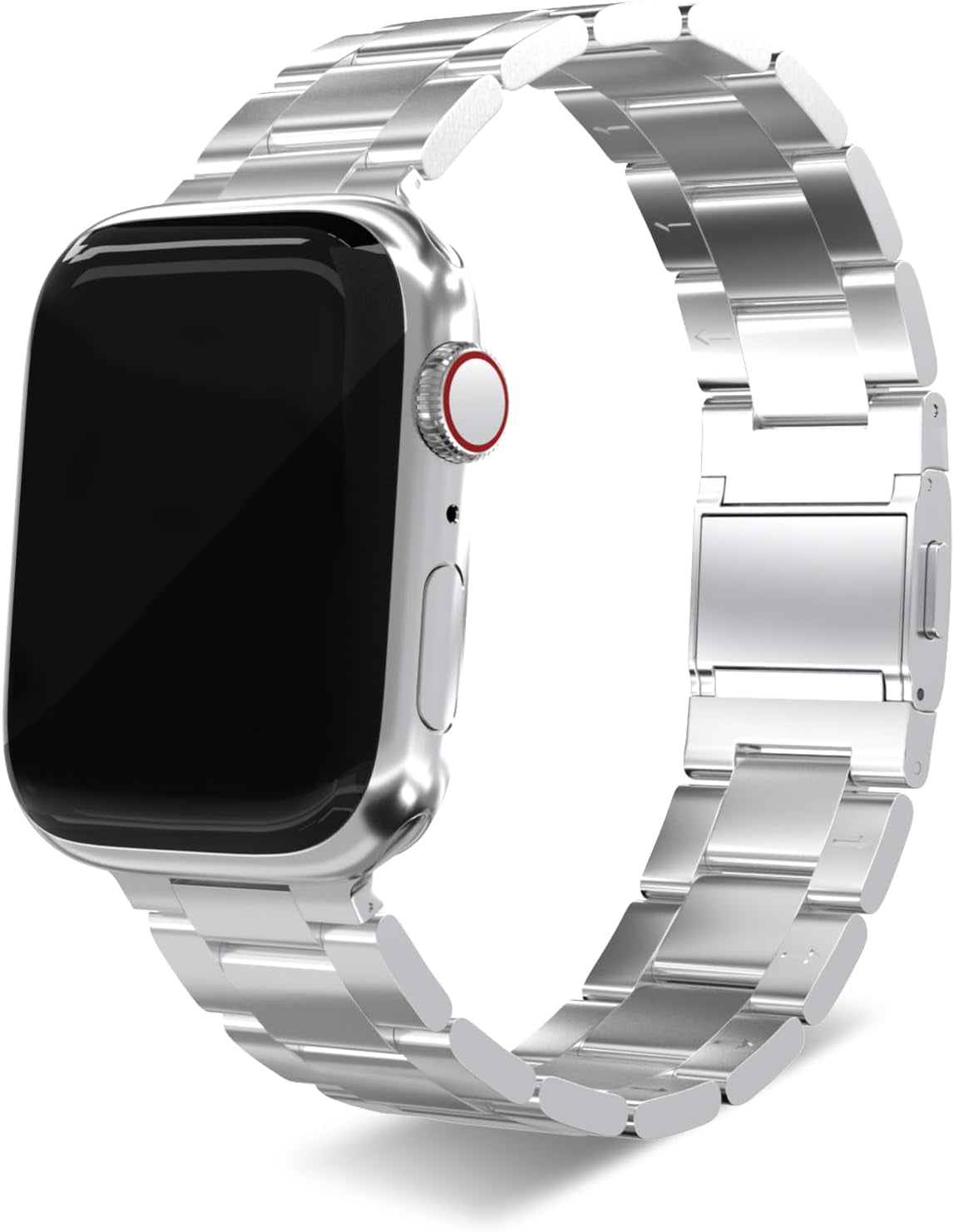 Finestone Metal Band for Apple Watch - No Tool Needed Apple Watch Stainless Steel Band Compatible with Apple Watch 41Mm 40Mm 38Mm - Magnetic Clasp Strap for Iwatch Series 9/8/7/6/5/4/3/2/1 SE Silver