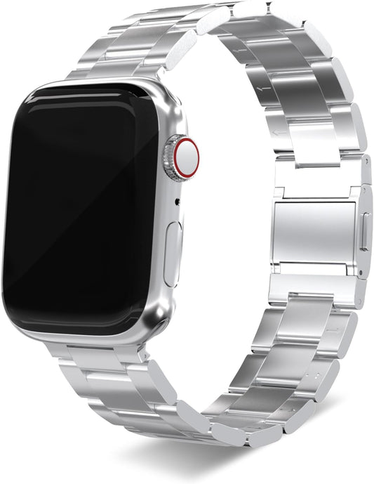 Finestone Metal Band for Apple Watch - No Tool Needed Apple Watch Stainless Steel Band Compatible with Apple Watch 41Mm 40Mm 38Mm - Magnetic Clasp Strap for Iwatch Series 9/8/7/6/5/4/3/2/1 SE Silver