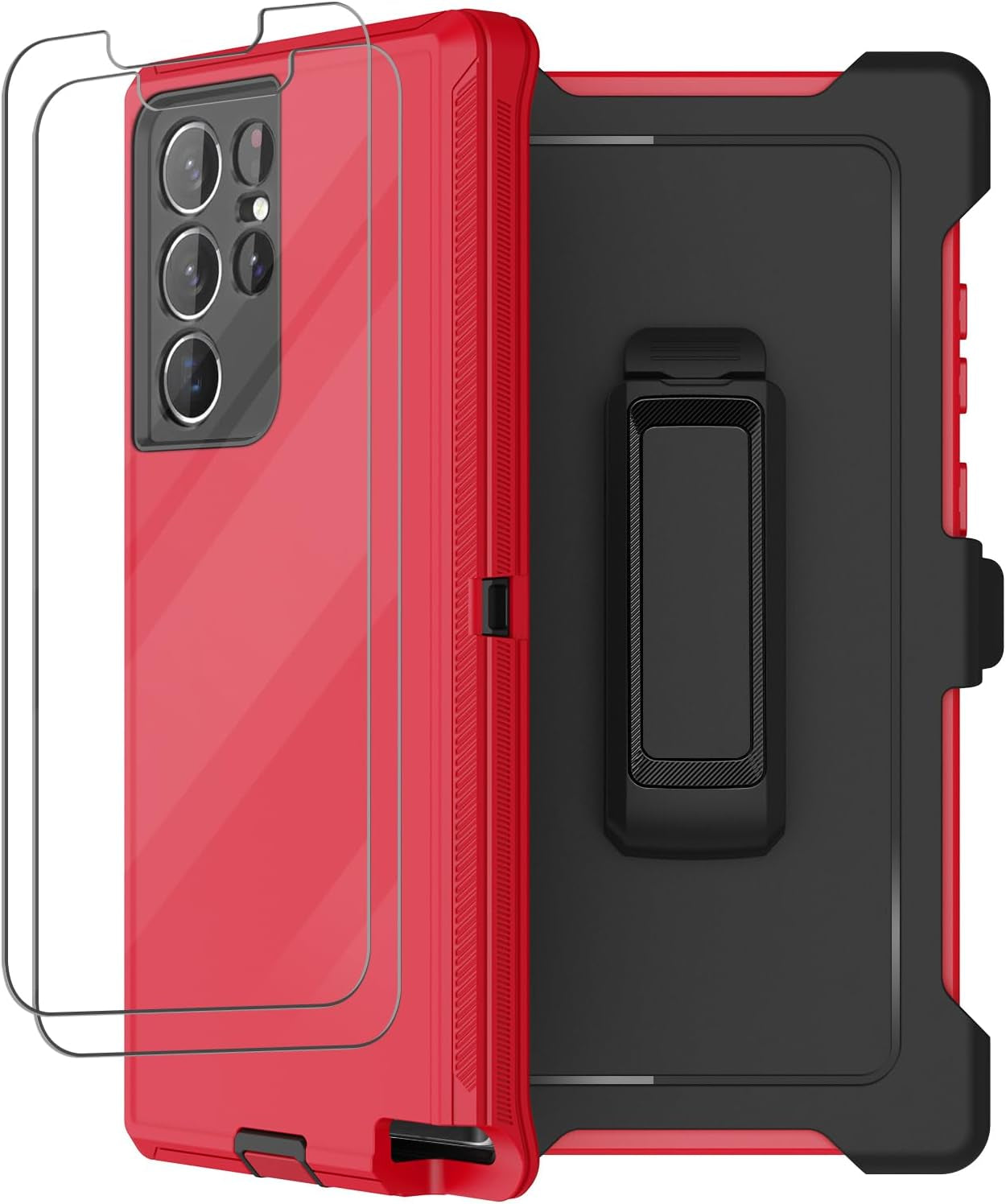 For Samsung Galaxy S22 Ultra Case with Belt Clip Holster, 2X Screen Protector, Military Grade Protection Heavy Duty Full Body Shockproof Rugged Protective Cover for Samsung S22 Ultra 5G (Orange)