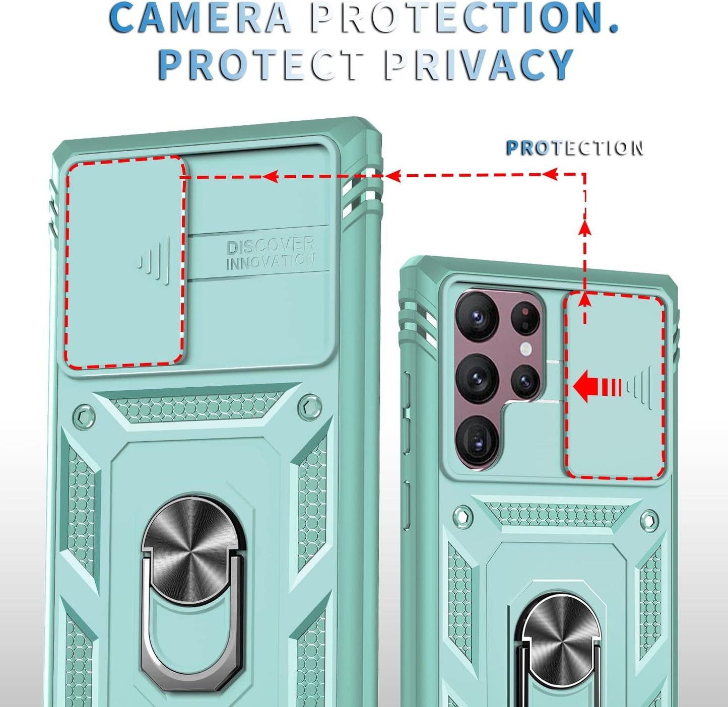 Case for Galaxy S22 Ultra, Shockproof Impact Resistant with Slide Lens Protective Cover Case for Samsung Galaxy S22 Ultra 4G/5G 6.8" (Green)