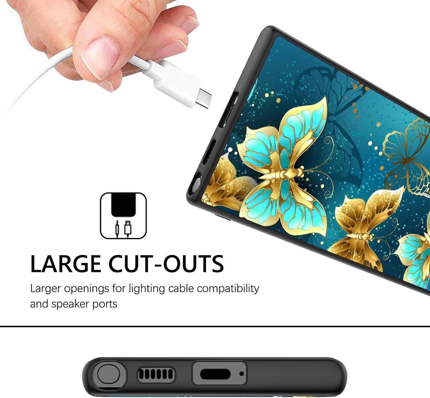 GUAGUA for Samsung Galaxy S22 Ultra Case Glow in the Dark, Samsung S22 Ultra Phone Case, Cute Blue Butterfly Noctilucent Luminous Shockproof Protective Case for Galaxy S22 Ultra 6.8'' Women Men Gifts