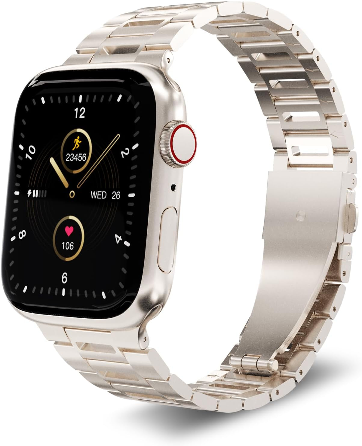 Finestone Metal Band for Apple Watch - Stainless Steel Apple Watch Band Compatible with Apple Watch 41Mm 40Mm 38Mm - Slim Hollow-Out Design Strap for Iwatch Series 9/8/7/6/5/4/3/2/1 SE Women Men Starlight