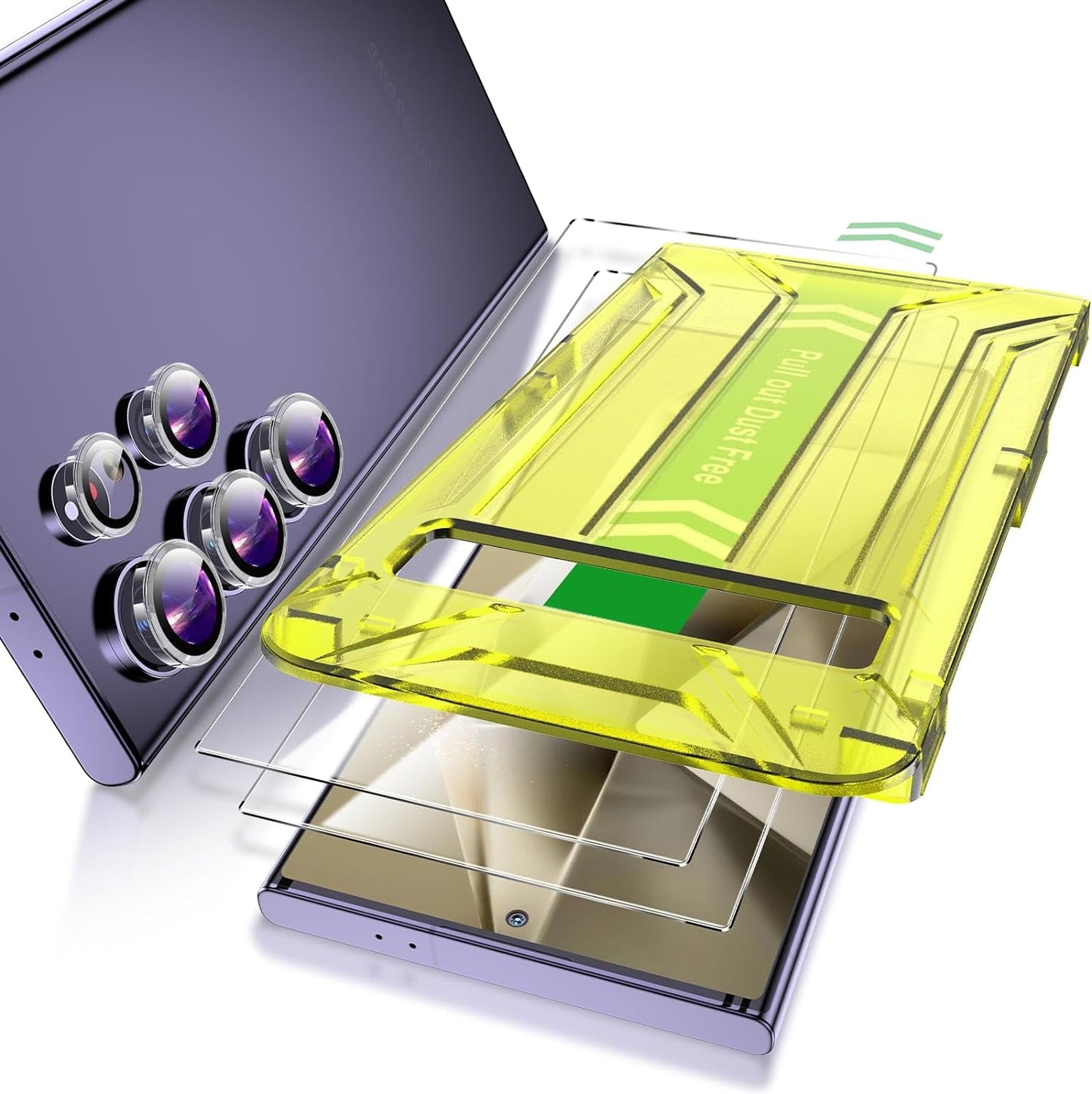 Fotbor [2+3 Pack for Samsung Galaxy S24 plus Screen Protector and Camera Lens Protector, [Dust-Free] Easy Installation, Fingerprint Unlocking Support, 6.7 Inch Tempered Glass, Case Friendly HD Clear