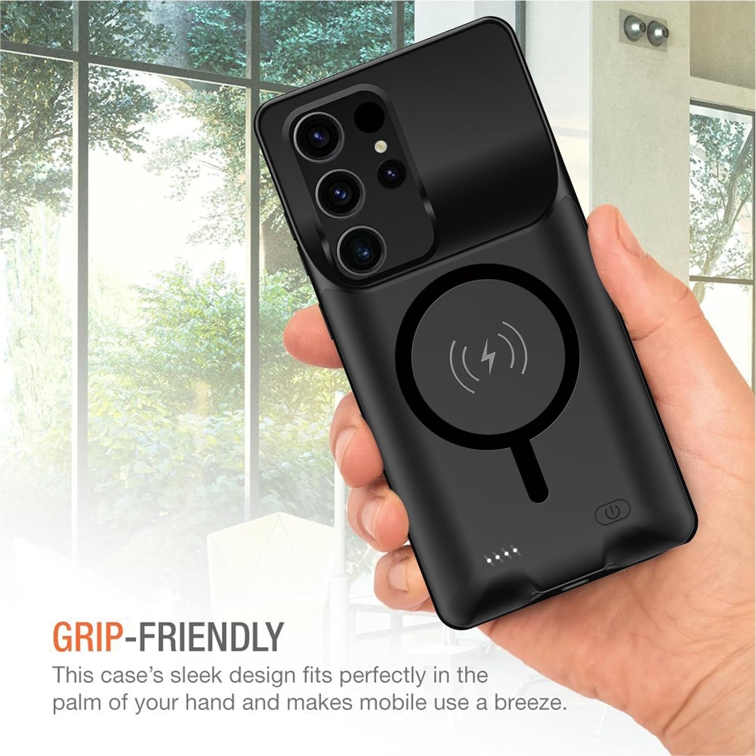 Battery Case for Galaxy S22 Ultra/S23 Ultra,[12000Mah]Large Capacity Slim Portable Protective Fast Charging Case Backup Power Bank Battery Case Compatible with Samsung Galaxy S22 Ultra/S23 Ultra-Black