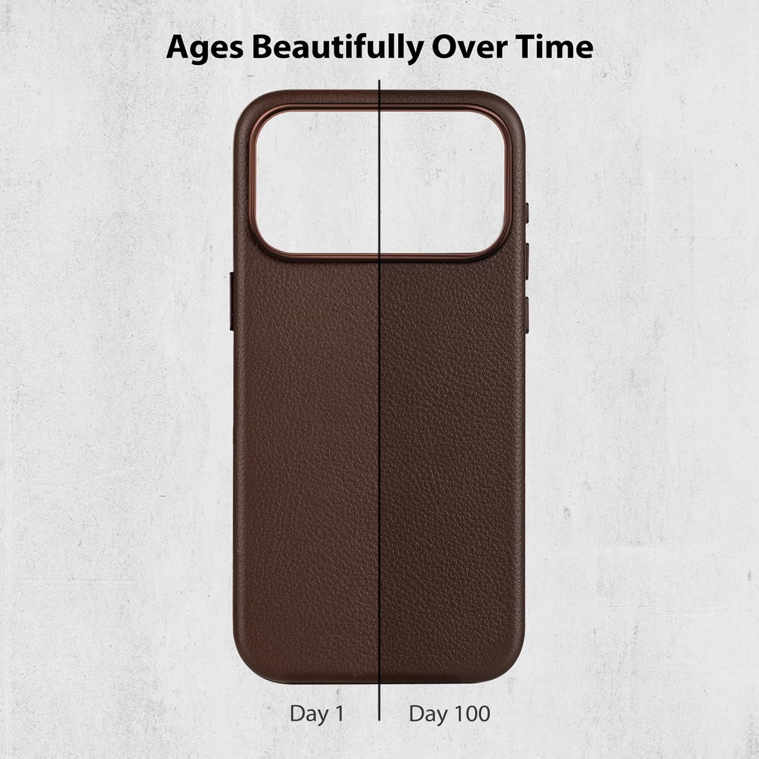 Belemay Handcrafted Premium Tumbled Leather Case for Iphone 17 Pro Max, Compatible with Magsafe, Distinctive Texture, Natural Patina, Camera Control Button, Metal Buttons Phone Cover (6.9"), Brown