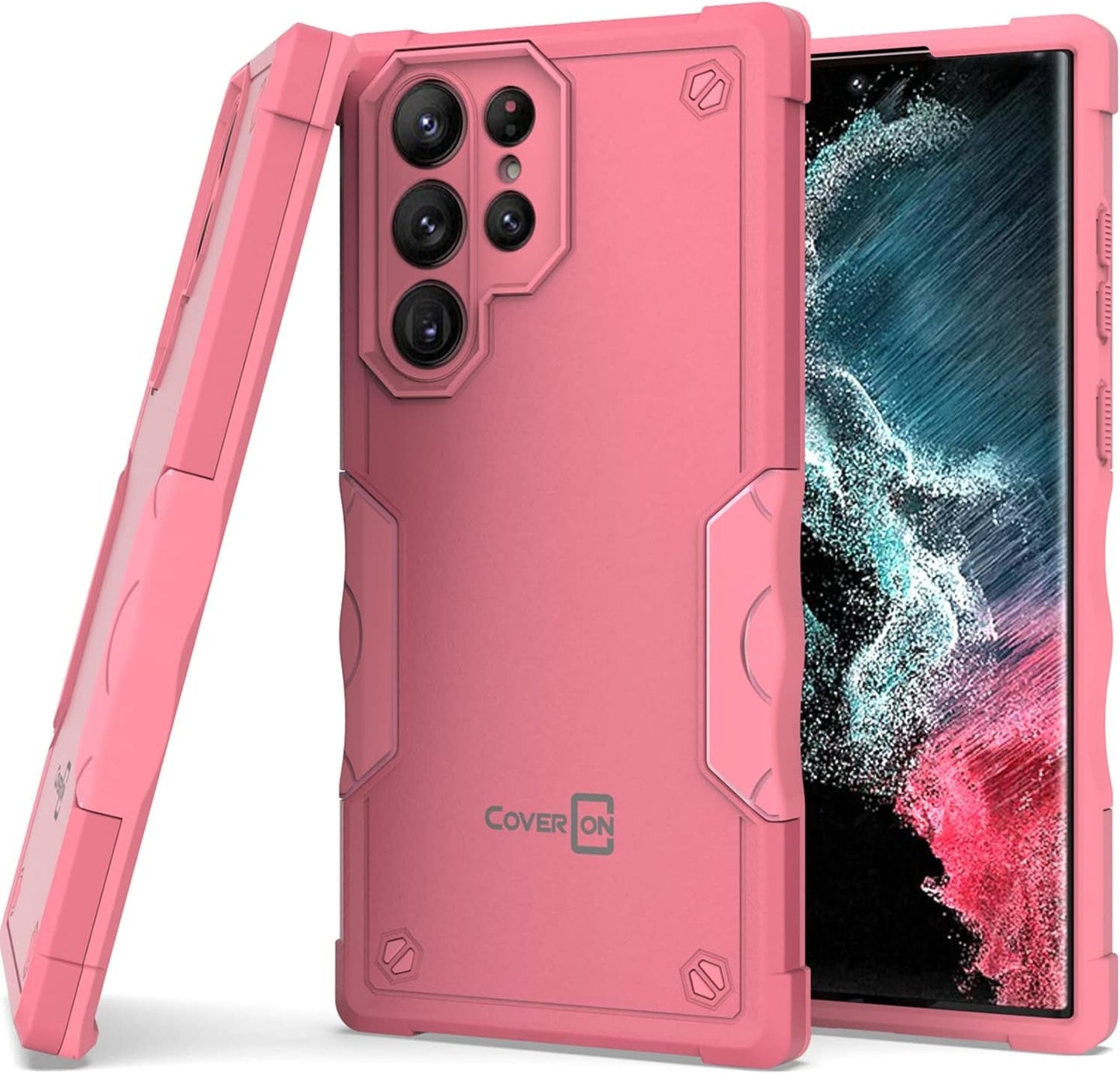 Coveron Rugged Designed for Samsung Galaxy S22 Ultra Case, Military Grade Heavy Duty Phone Cover Grip - Pearl White