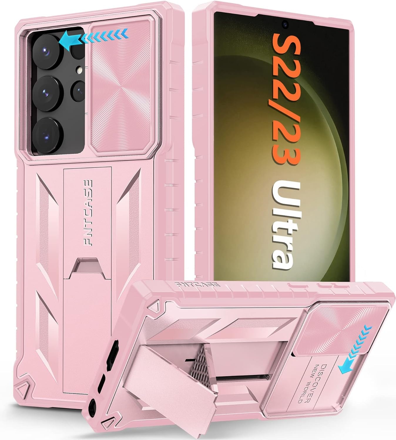 FNTCASE for Samsung Galaxy S23-Ultra Case: S22 Ultra Military Grade Shockproof Protection Mobile Case with Kickstand & Matte Textured Rugged TPU Shell | Drop Proof Protective Phone Cover