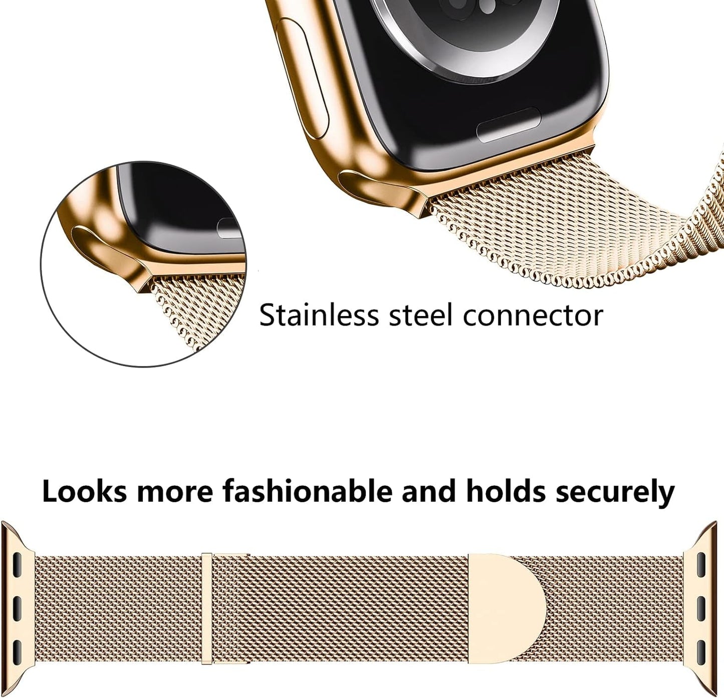 2 Pack Metal Magnetic Band Compatible with Apple Watch Bands 38Mm 40Mm 41Mm 42Mm 44Mm 45Mm 49Mm Women Men,Milanese Loop Stainless Steel Mesh Adjustable Strap for Iwatch Series 9 8 7 6 5 4 3 2 SE Ultra
