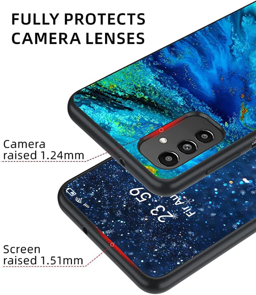 For Samsung Galaxy A13 Case, Slim Fit Glow in the Dark Hybrid Hard PC Soft TPU Bumper Shockproof Drop Protective Girls Women Men Phone Cover for Samsung Galaxy A13 5G Case.-6.5" Inch. Blue