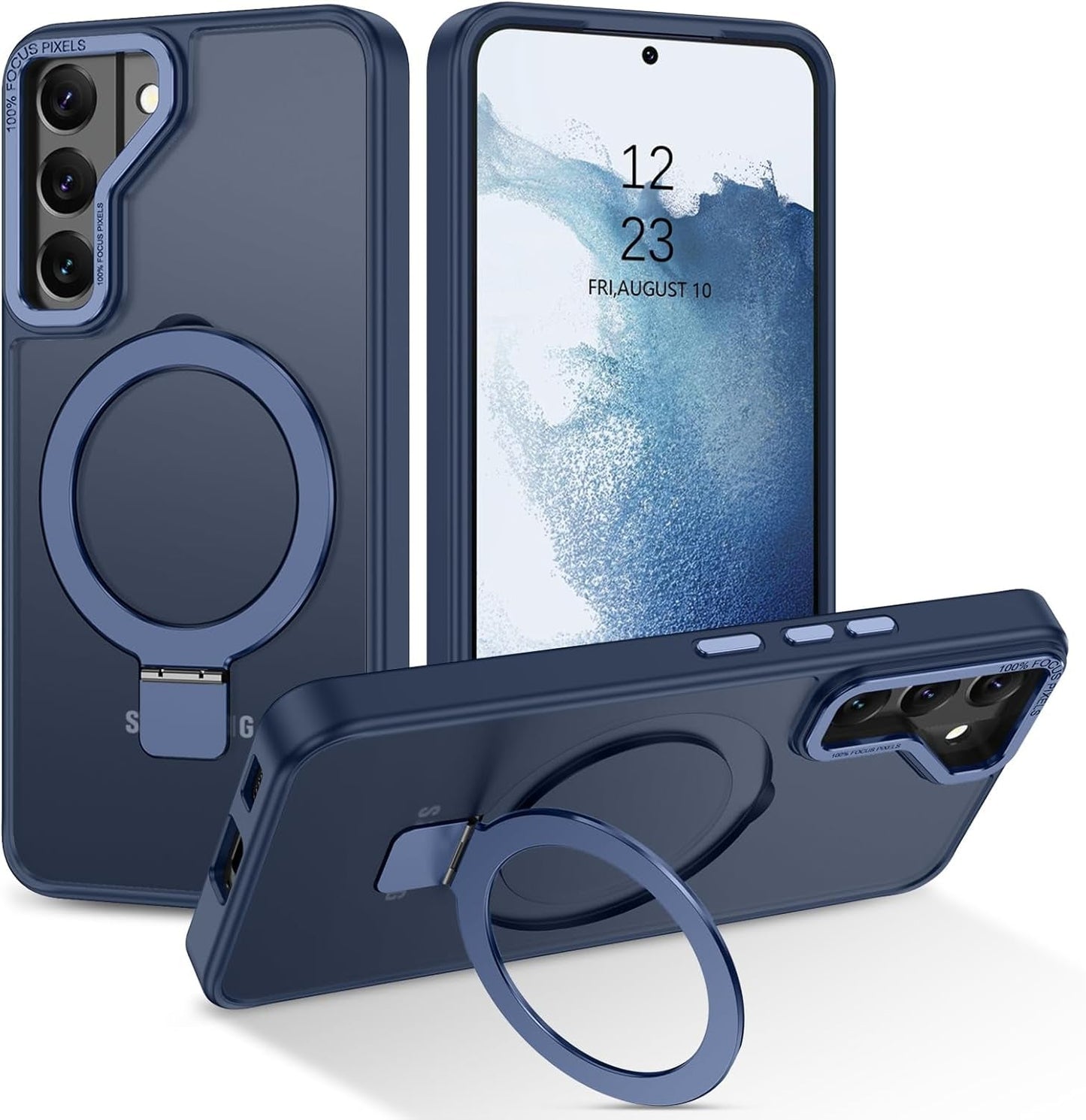 DUEDUE for Samsung Galaxy S22 Case Magnetic with Ring Stand [Compatible with Magsafe], Full Body Protective Cover Slim Shockproof Kickstand Phone Case for Galaxy S22 6.1", Black