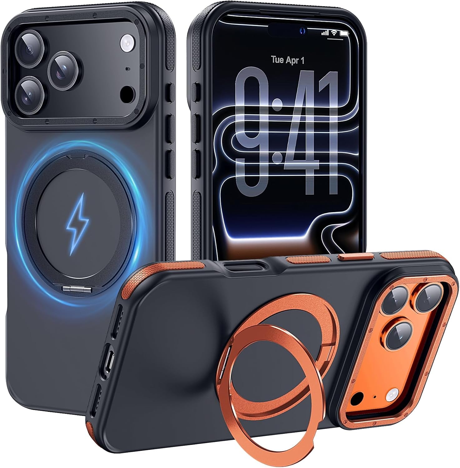 For Iphone 17 Pro Max Case with Camera Lens Protector[10Ft Military-Grade Protection] Compatible with Fit Magsafe Shockproof Slim Thin Cover Case for Iphone 17 Pro Max 6.9 Inch, Orange Bumper