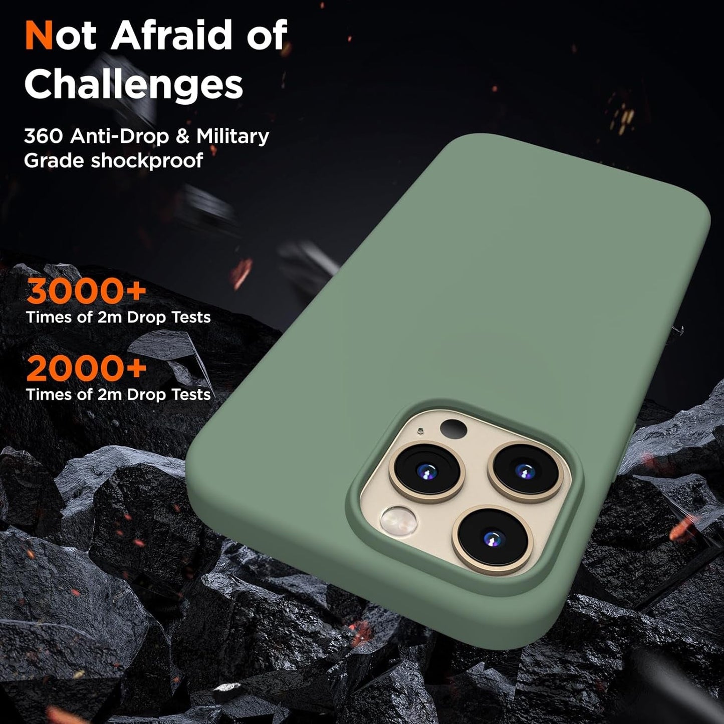 COFFKER Designed for Iphone 14 Pro Max Case, Liquid Silicone Case [2X Screen Protectors], Shockproof Slim Thin Protective Phone Case with Soft Anti-Scratch Microfiber Lining, 6.7 Inch, Calke Green  COFFKER   