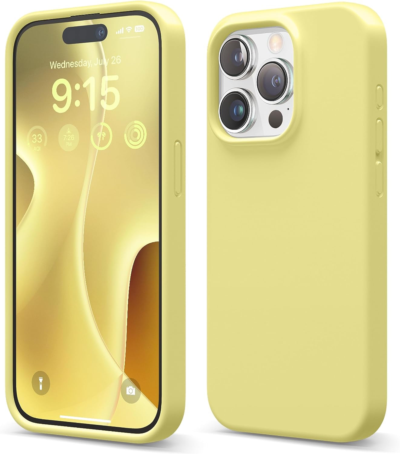 Elago Compatible with Iphone 15 Pro Case, Liquid Silicone Case, Full Body Protective Cover, Shockproof, Slim Phone Case, Anti-Scratch Soft Microfiber Lining, 6.1 Inch (Brown)  elago Yellow  