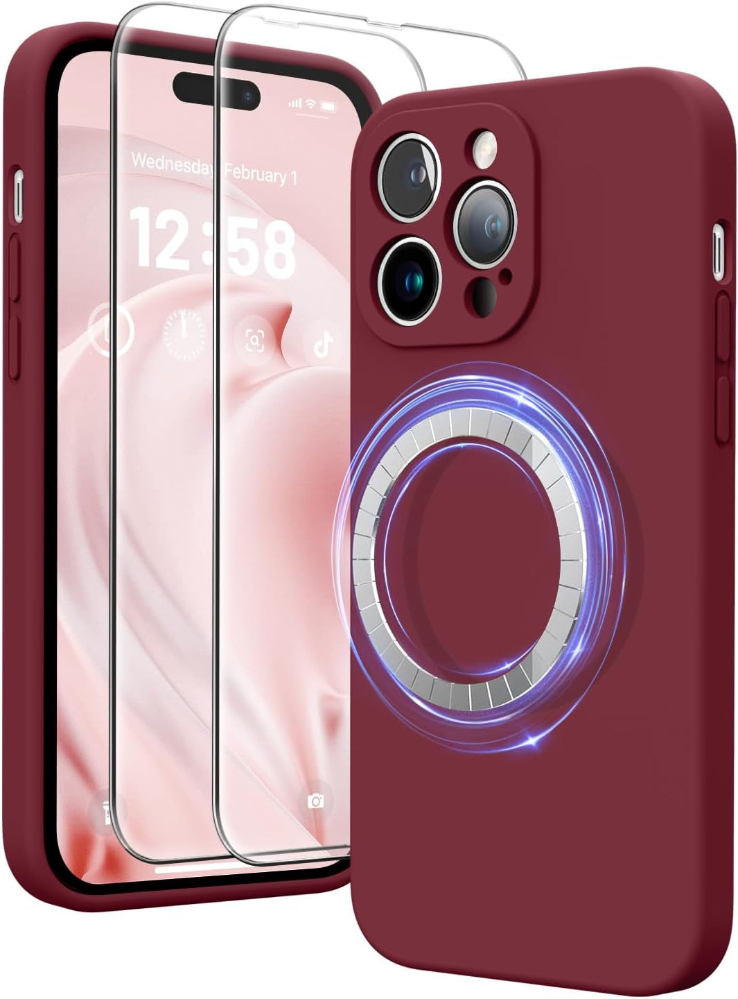 HIKII for Iphone 14 Pro Case Magnetic, Upgraded Silicone [Camera Protection] [Compatible with Magsafe] for Iphone 14 Pro Case with [2 Screen Protectors], 6.1 Inch, Light Brown  HIKII   