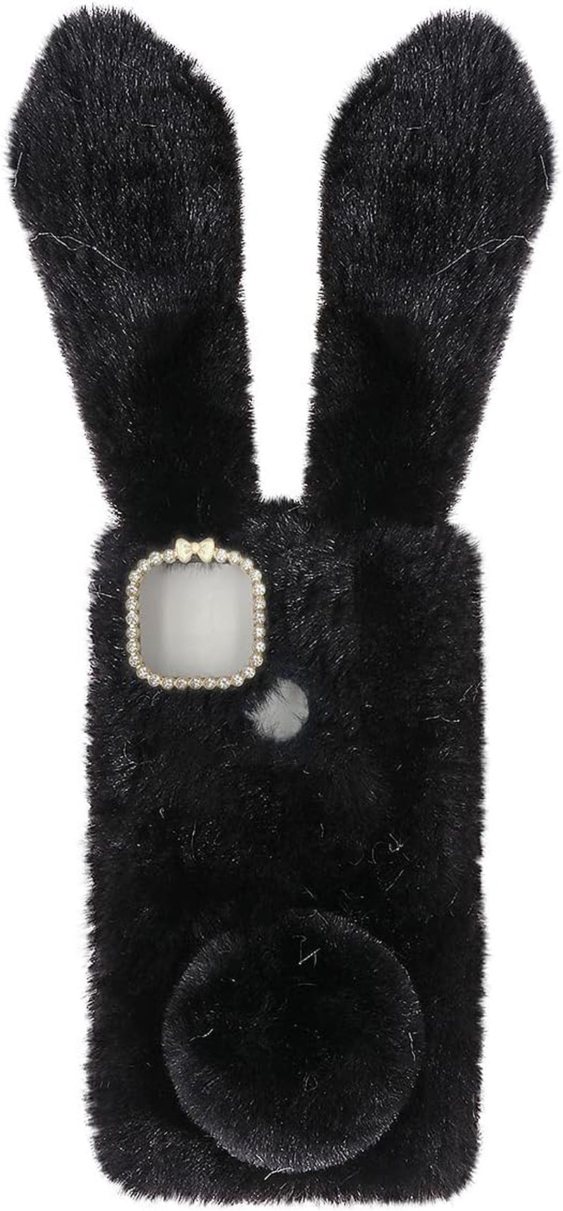 Fluffy Fur Plush Case for Pixel 5 Cute Bunny Furry Girly Cover 3D Animal Fuzzy Protective Case Faux Rabbit Cony Hair Kawaii Toy Fun Women Phone Shell for Pixel 5 Light Grey  Mikikit Black Google Pixel 5 