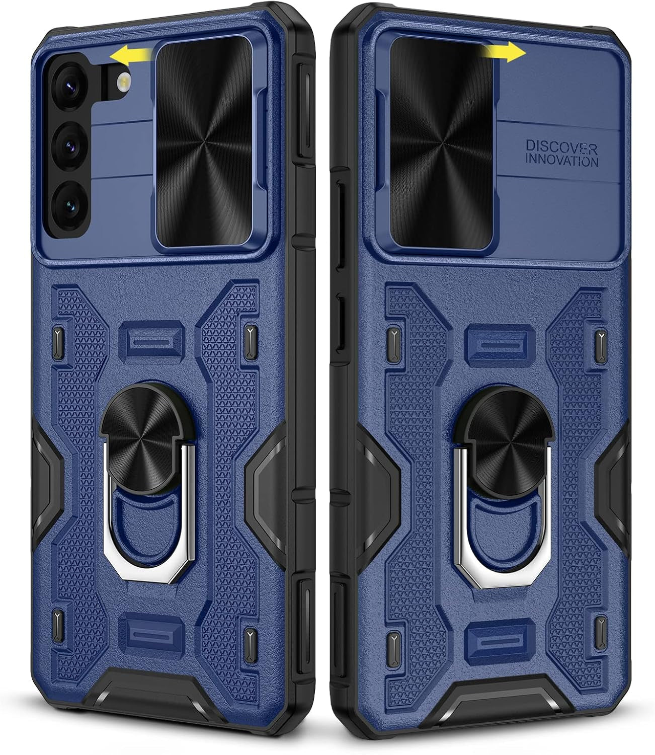 Caka for Samsung Galaxy S22 Case, Galaxy S22 Case with Camera Cover & Kickstand with Built-In 360° Rotate Ring Stand Magnetic Magnet Protective Phone Cover Case for S22 5G 6.1 Inch -Green