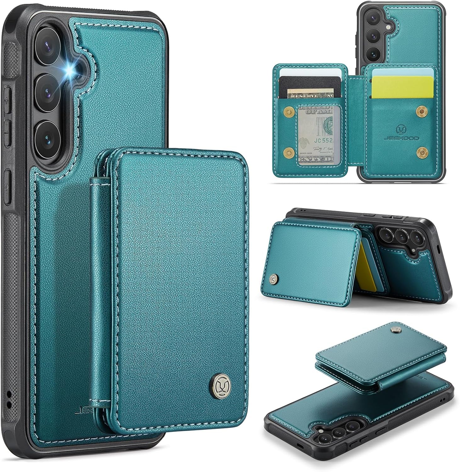 2 in 1 Detachable for Galaxy S24 plus 6.7" Case Wallet with Card Holder, RFID Blocking Kickstand Shockproof Case for Samsung S24+/Plus 5G, Rose Pink