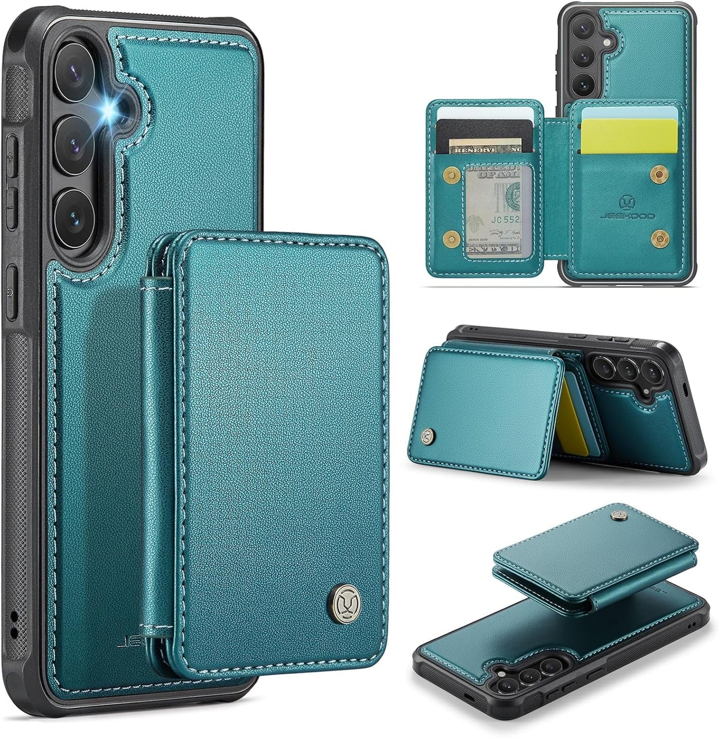 2 in 1 Detachable for Galaxy S24 plus 6.7" Case Wallet with Card Holder, RFID Blocking Kickstand Shockproof Case for Samsung S24+/Plus 5G, Rose Pink