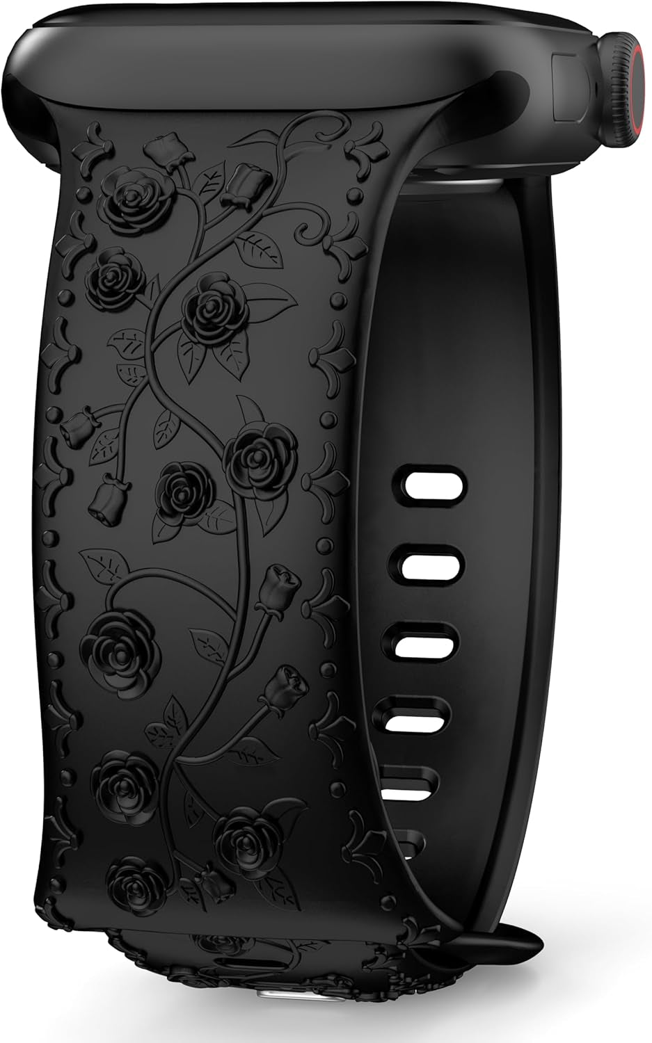 Embossed Flower Band Compatible with Apple Watch Band 40Mm 44Mm 41Mm 38Mm 45Mm 42Mm 49Mm Women,Cute Rose Engraved Strap Soft Silicone Wristbands for Iwatch Series 9 8 7 6 SE 5 4 3 2 1 Ultra