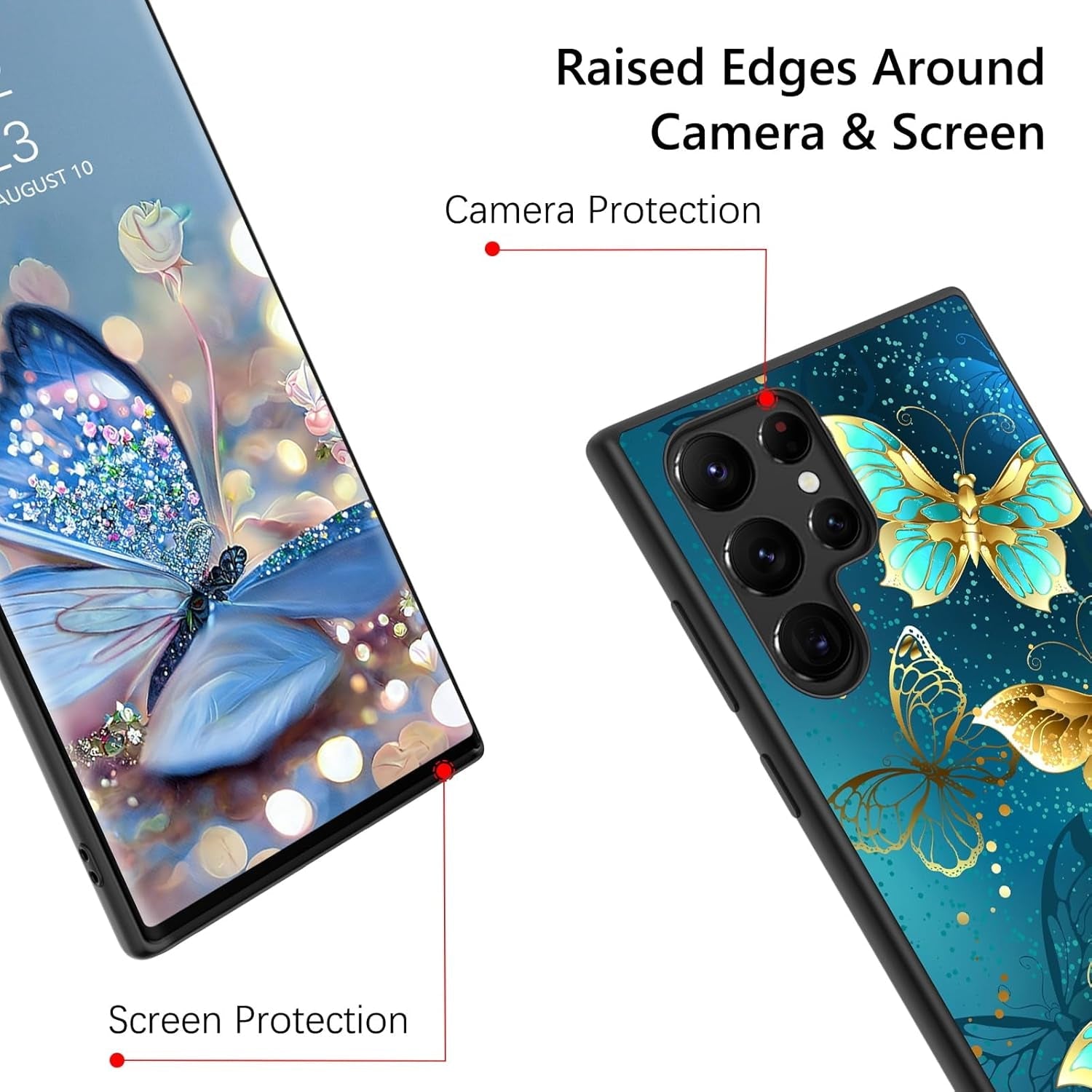 GUAGUA for Samsung Galaxy S22 Ultra Case Glow in the Dark, Samsung S22 Ultra Phone Case, Cute Blue Butterfly Noctilucent Luminous Shockproof Protective Case for Galaxy S22 Ultra 6.8'' Women Men Gifts