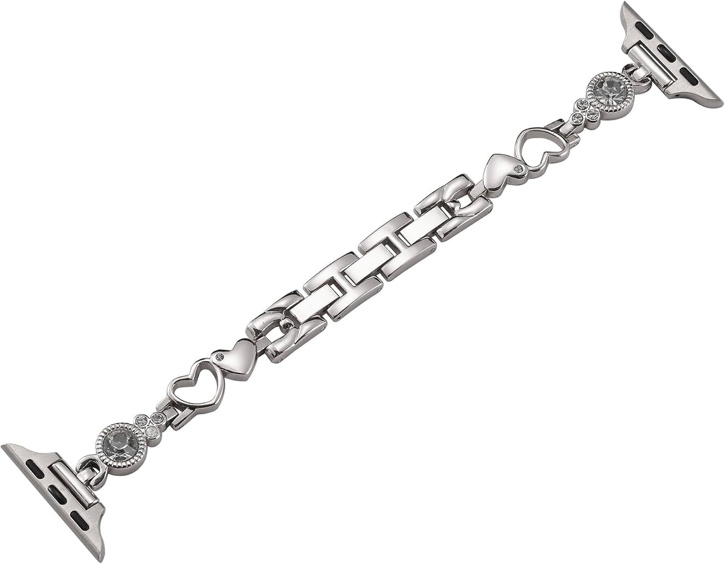 Bling Diamond Metal Bands Compatible with Apple Watch Band 38Mm 40Mm 41Mm 42Mm 44Mm 45Mm 49Mm, Women Jewelry Strap Dressy Heart Bracelet for Iwatch Series 9 8 7 6 5 4 3 2 1 SE Ultra