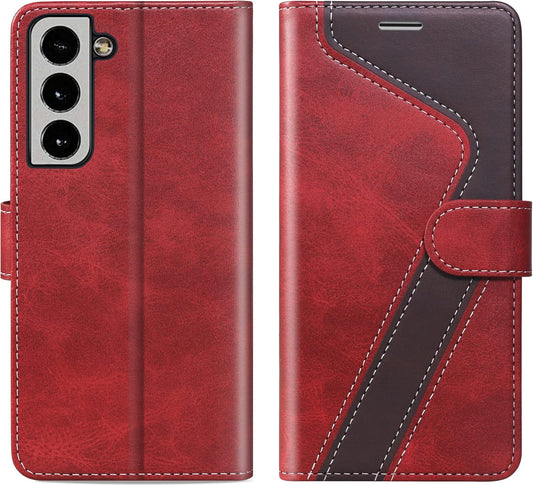 CIVICASEA for Samsung Galaxy S22+/Plus Wallet Case, Flip Case with RFID Blocking Credit Card Holder, PU Leather Matching Phone Case Samsung S22 plus Red&