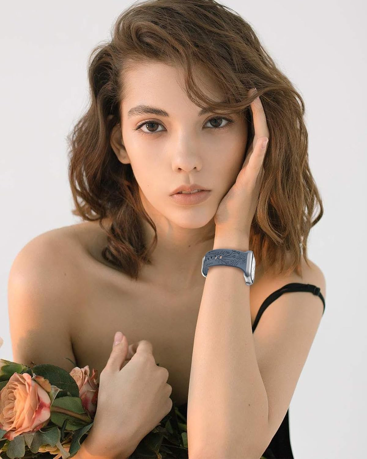 3 Pack Wildflower Engraved Bands Compatible with Apple Watch Band 40Mm 38Mm 41Mm 44Mm 42Mm 45Mm 49Mm Women, Floral Soft Silicone Sport Strap for Iwatch Bands Series SE 9 8 7 6 5 4 3 2 1 Ultra