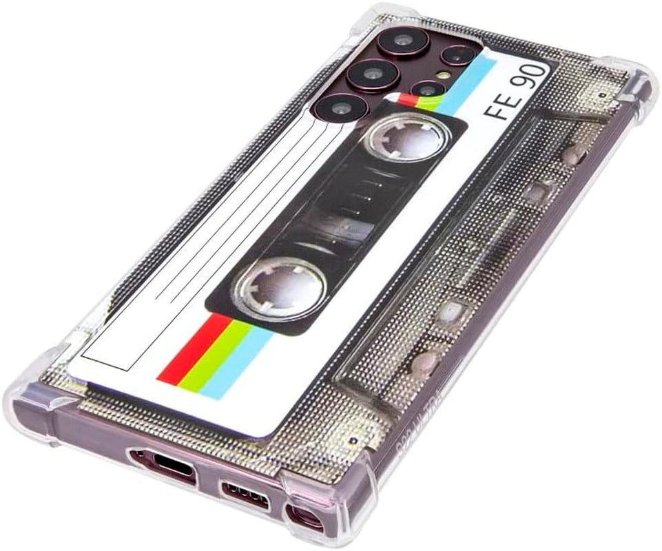 Fateamll Case for Galaxy S22 Ultra, Shockproof Scratchproof with TPU Soft Bumper Retro Cassette Tape Case Compatible with Samsung Galaxy S22 Ultra
