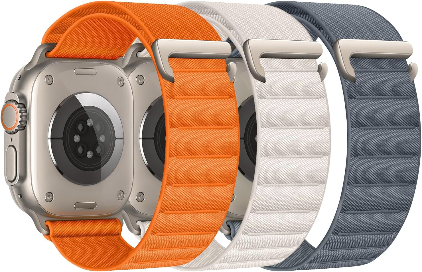 3 Pack Alpine Loop Compatible with Apple Watch Ultra 2/Ultra Band 49Mm 45Mm 44Mm 42Mm 41Mm 40Mm 38Mm for Men Women, Nylon Sport Loop Replacement Strap with C-Hook for Iwatch Ultra SE Series 9/8/7/6/5/4/3/2/1