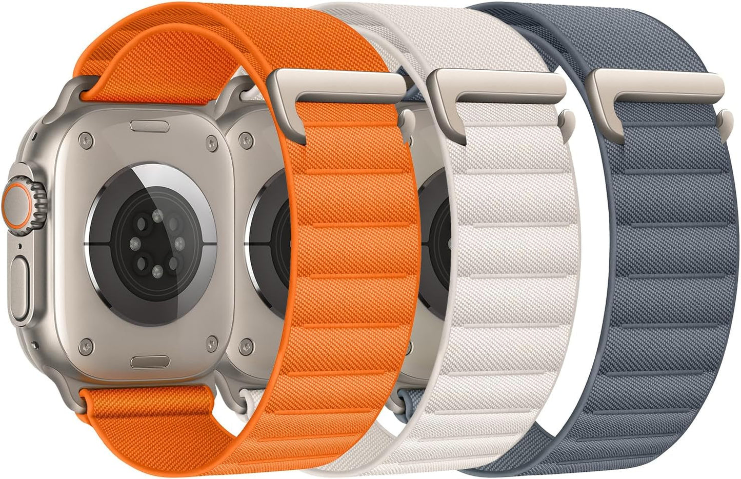 3 Pack Alpine Loop Compatible with Apple Watch Ultra 2/Ultra Band 49Mm 45Mm 44Mm 42Mm 41Mm 40Mm 38Mm for Men Women, Nylon Sport Loop Replacement Strap with C-Hook for Iwatch Ultra SE Series 9/8/7/6/5/4/3/2/1