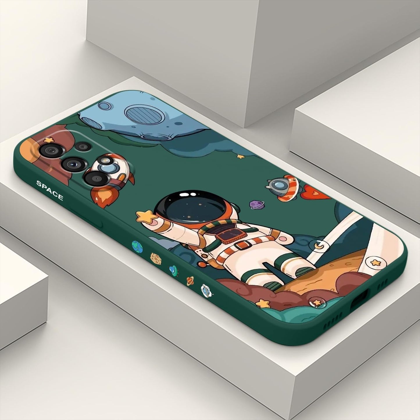 For Samsung Galaxy A53 5G Case Side Creative Design Soft Silicone Drop Protective Flower Case for Samsung A53 5G-Astronaut White