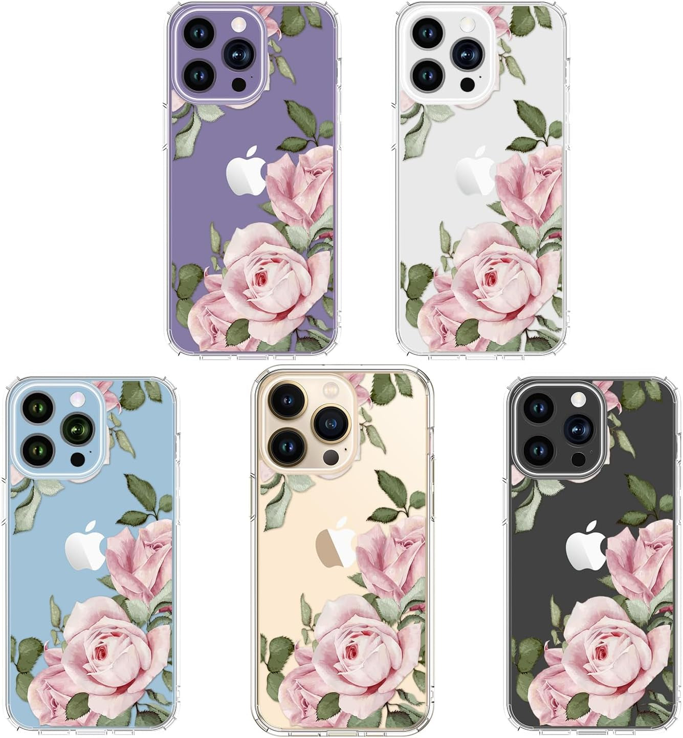 ICEDIO for Iphone 15 Pro Case with Screen Protector-Clear with Fashionable Trendy Patterns-Designed for Girls Women-Slim Fit Cover-Protective Phone Case 6.1" Cute Blooming Pink Floral  ICEDIO   