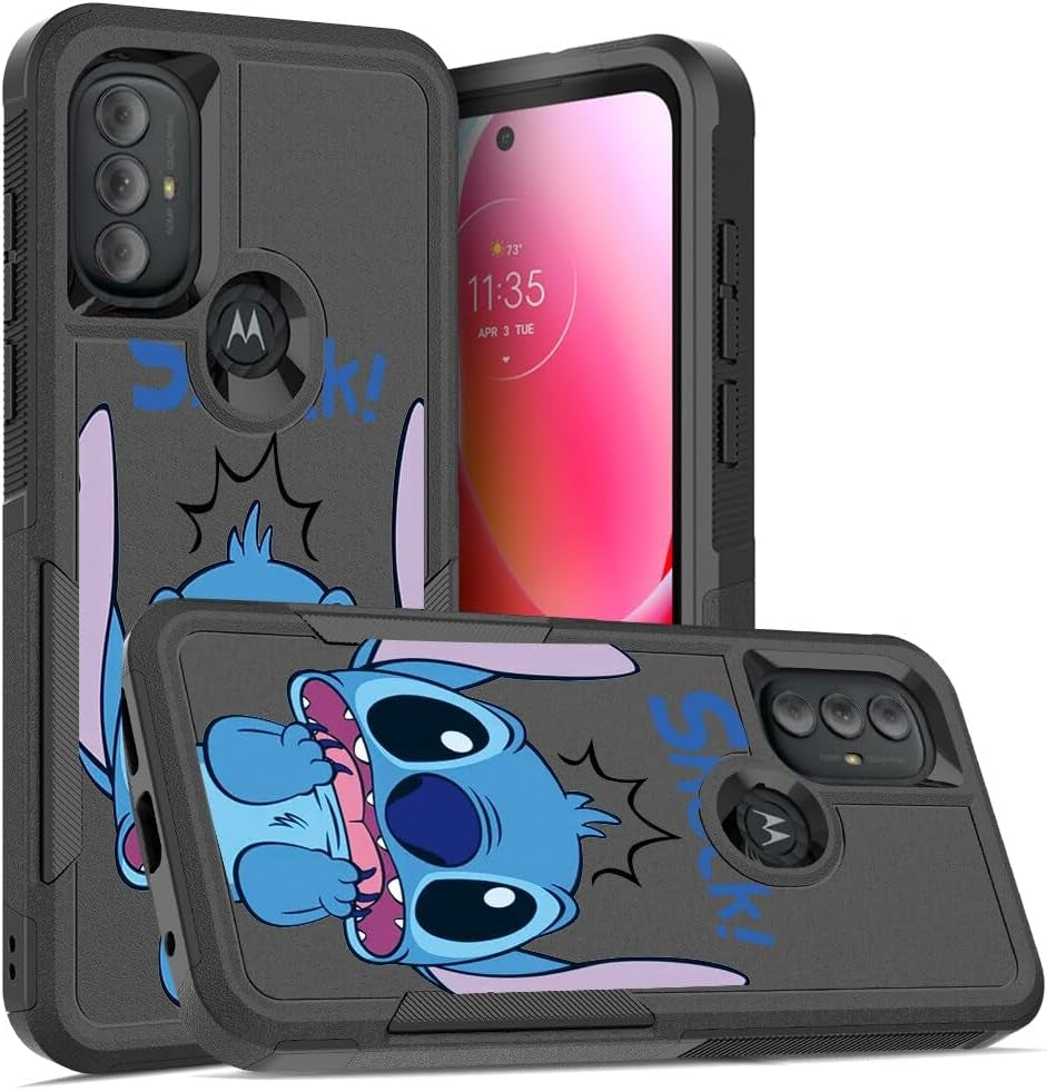 Heavy Duty Phone Case for Motorola Moto G Stylus 5G 2022 Case 6.8",Cartoon Anime Character Black Cover Full Body Rugged Shockproof Protective Funda for Women Men for Motorola G Stylus 5G 2022