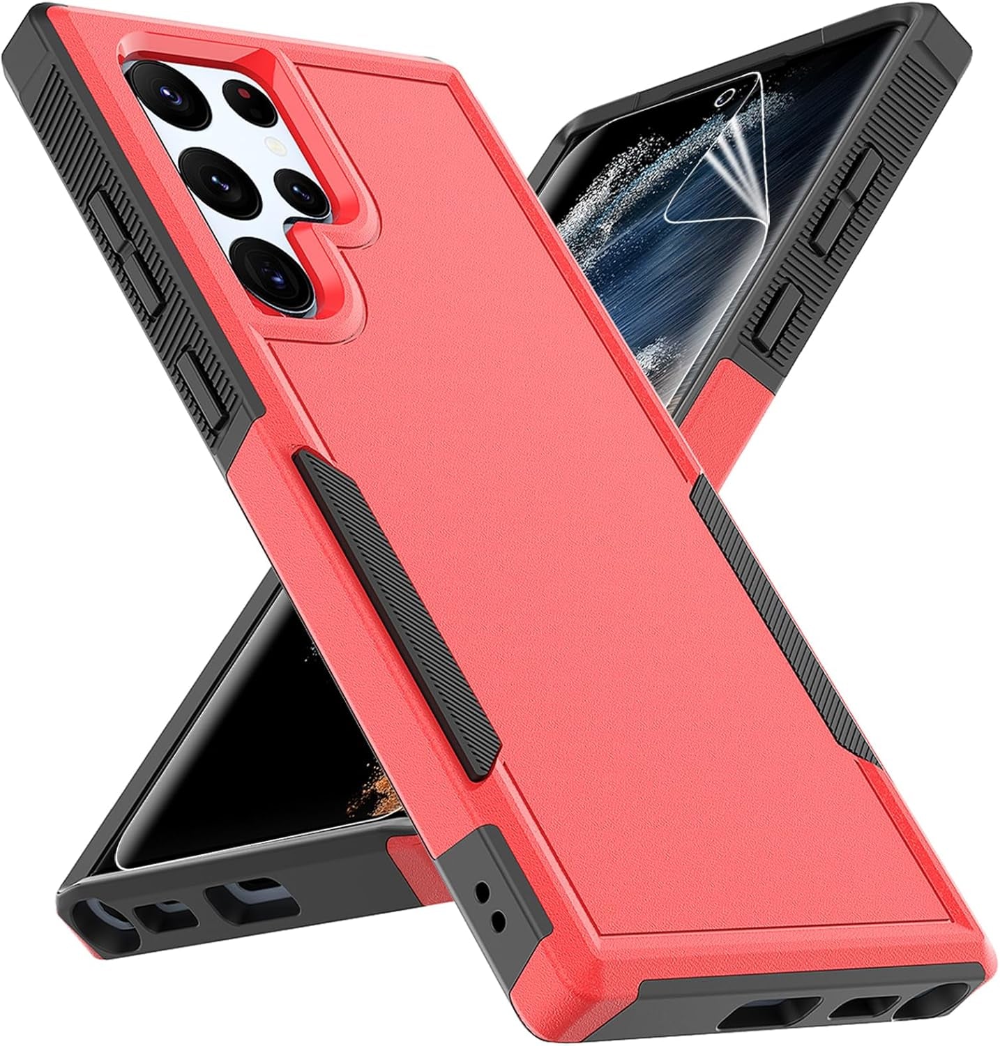 For Samsung Galaxy S22 Ultra Case: Dual Layer Protective Heavy Duty Cell Phone Cover Shockproof Rugged with Screen Protector - Military Protection Bumper Tough - Samsung Galaxy S22 Ultra 5G, Purple