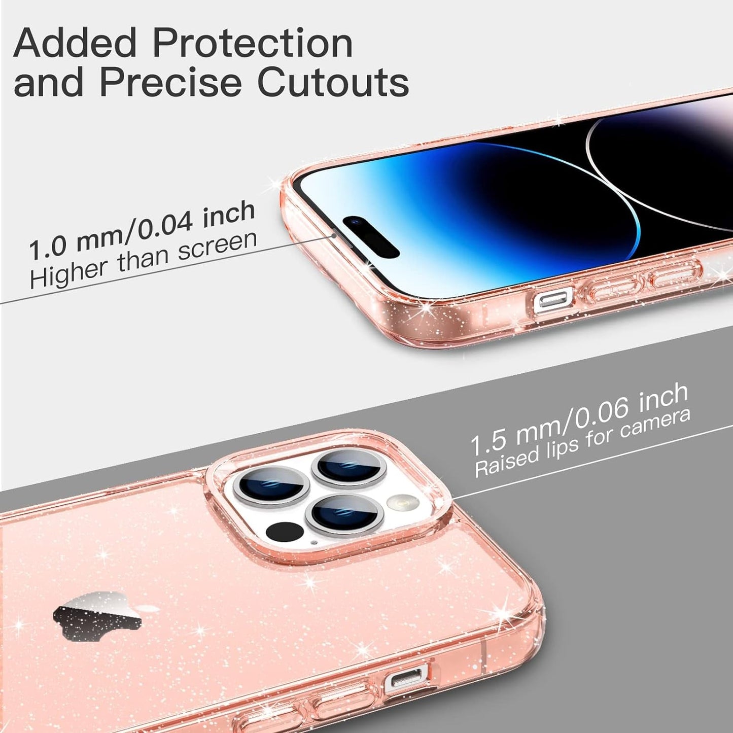 Jetech Glitter Case for Iphone 14 Pro 6.1-Inch, Bling Sparkle Shockproof Phone Bumper Cover, Cute Sparkly for Women and Girls (Rose Gold)  JETech   