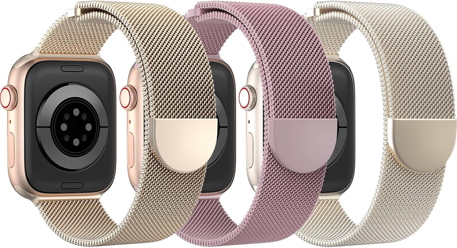 DYKEISS 3 Pack Metal Magnetic Compatible with Apple Watch Band 38Mm 42Mm 40Mm 44Mm 41Mm 45Mm 49Mm, Stainless Steel Mesh Loop Clasp Strap for Iwatch Bands Ultra Series 9 8 SE 7 6 5 4 3 2 1 Women Men
