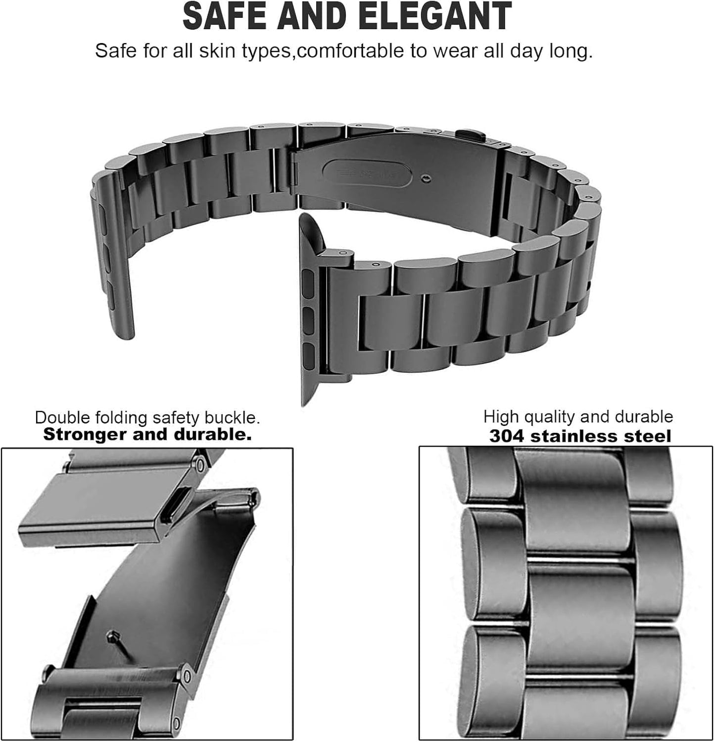 BOTOMALL Compatible with Apple Watch Band 49Mm 45Mm 44Mm 42Mm 41Mm 40Mm 38Mm, Slim Stainless Steel Metal Strap for Iwatch Series 9 8 7 6 5 4 SE 3 2 1 Women Men