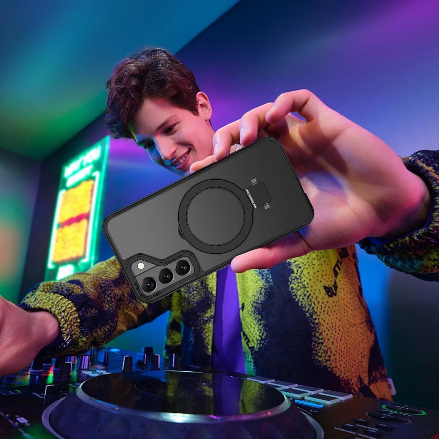 DUEDUE for Samsung Galaxy S22 Case Magnetic with Ring Stand [Compatible with Magsafe], Full Body Protective Cover Slim Shockproof Kickstand Phone Case for Galaxy S22 6.1", Black