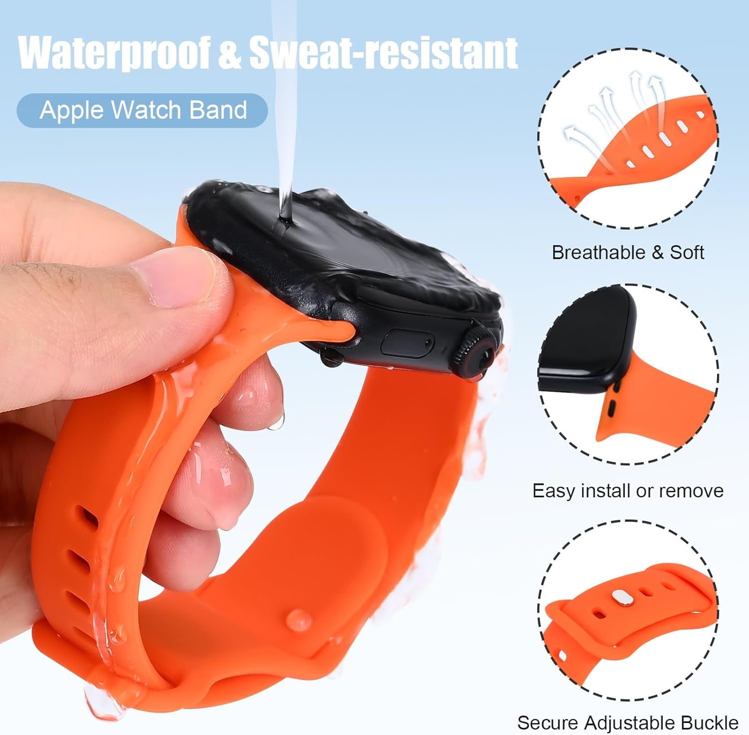 15Pack Compatible with Watch Band 38Mm 40Mm 41Mm 42Mm 44Mm 45Mm 49Mm, Breathable Waterproof Silicone Sport Band Strap for Iwatch Bands Series 9/8/7/6/5/4/3/2/1/Se/Ultra/Ultra 2