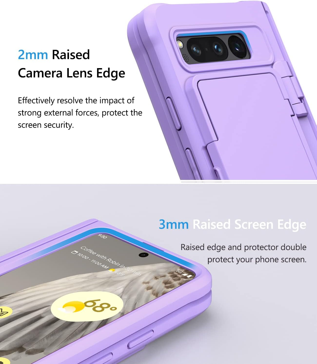 Vihibii for Google Pixel Fold Wallet Case with Card Holder (4 Cards) & Hinge Protection & Screen Protector, Military Grade Drop Protection Hard Back & TPU Edge Wallet Phone Case for Pixel Fold, Purple  Vihibii   