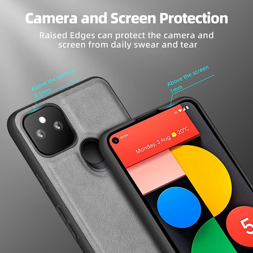 X-Level Google Pixel 5A Case 5G, Premium PU Leather Soft TPU Bumper Shockproof Protective Phone Cover Case for Google Pixel 5A 2021 (Gray)  Pipilu   