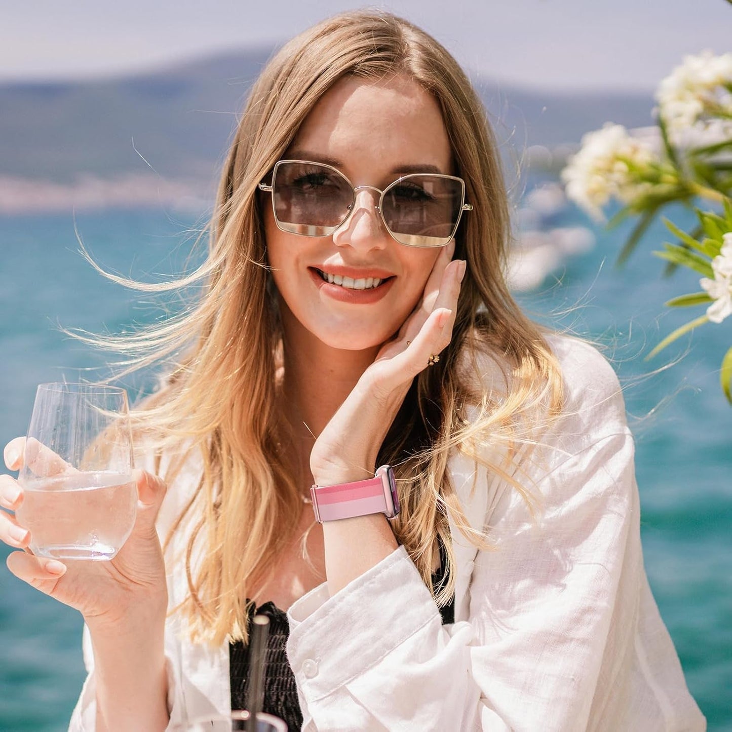 Delidigi Compatible with Stretchy Apple Watch Band 38Mm 40Mm 41Mm 42Mm 44Mm 45Mm 49Mm for Women Men, Gradient Color Nylon Adjustable Straps for Iwatch Series 9 8 7 6 SE 5 4 3 2 1 Ultra Ultra 2