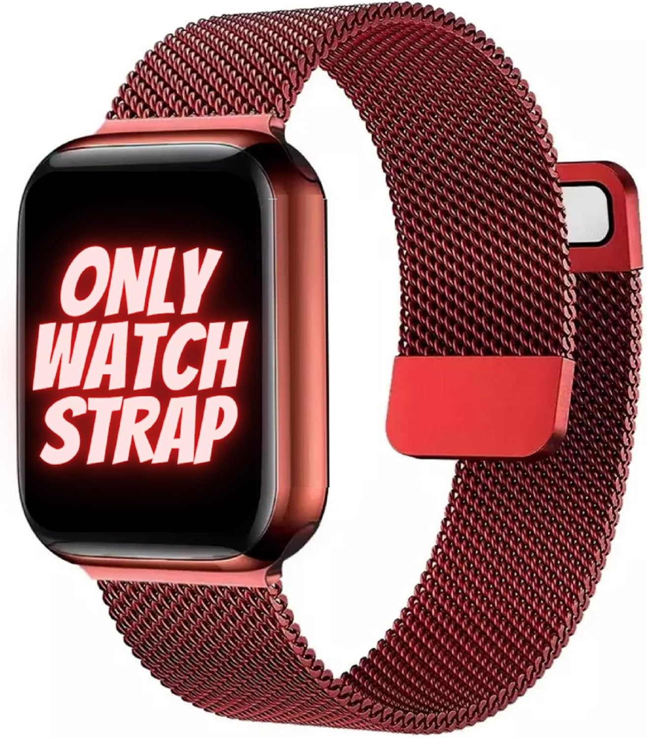 Amirite AMS02 Metal Stainless Steel Watch Band Compatible with Apple Iwatch Series 7 6 5 4 3 2 SE,【 👉 Only Metal Strap for Apple Iwatch ⌚ Watch NOT Included 】 (38MM 40MM 41MM, RED)