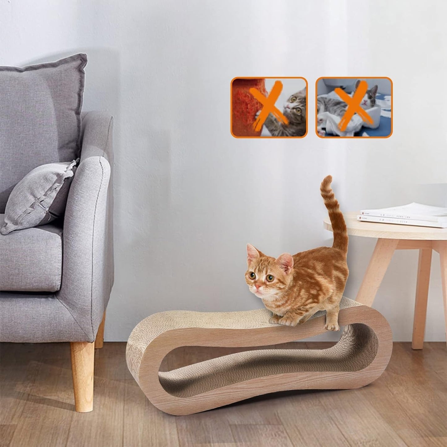 2 in 1 Large Cat Scratcher Pad - Corrugated Cardboard Ultimate Infinity Cat Scratching Board, Reversible Cat Lounge Scratcher for Indoor Cats